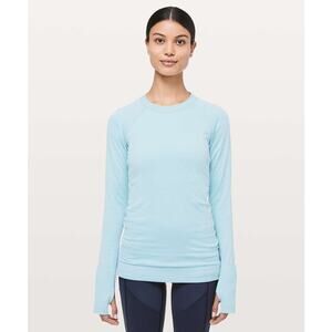 Lululemon Rest Less Pullover Blue Haze Size 6 Long Sleeve Layer Run Gym Workout